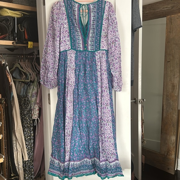 Ne Quittez Pas Floral Peasant Dress Purple Teal - Picture 10 of 12